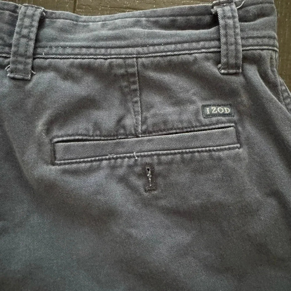 Size 34 Men's IZOD Golf Shorts Washed Navy Blue Flat Front - Picture 3 of 4